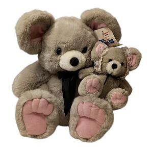 Vintage Mommy‎ Mouse With Baby Mouse Stuffed Animal Plush 12" NEW With Tag